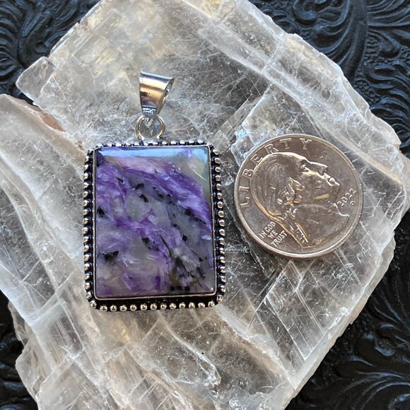 Purple Charoite Crystal Stone Jewelry Pendant - Picture 3 of 7